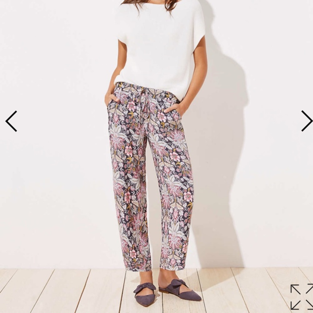 LOFT Drawstring Paisley Pants